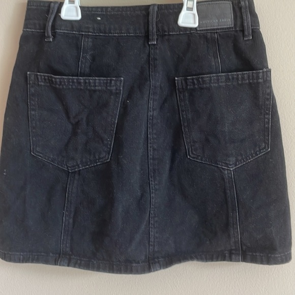 American Eagle Black Button Down Mini Skirt Denim Jean Skirt Size 00 - Picture 3 of 6